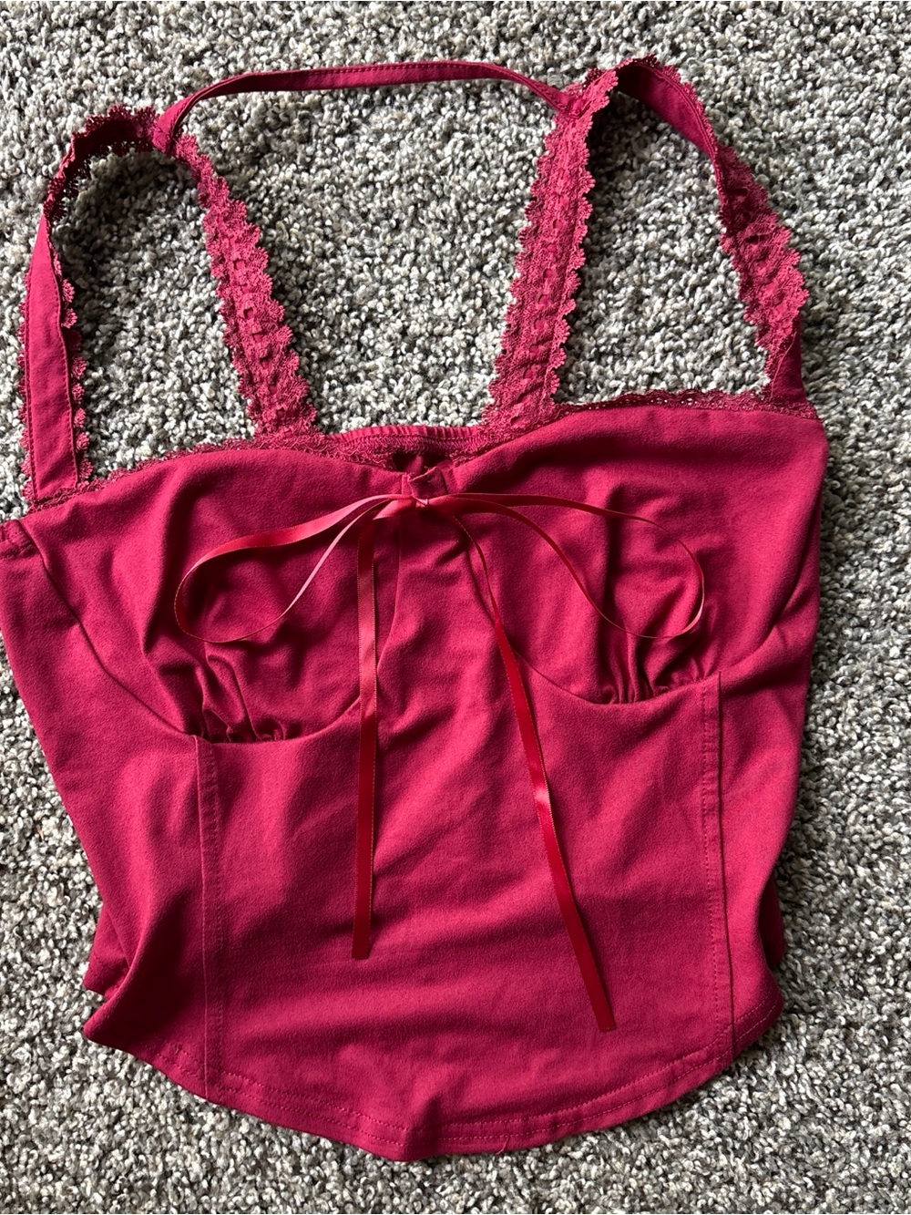 Fuchsia -Trimmed Bustier Tank Top